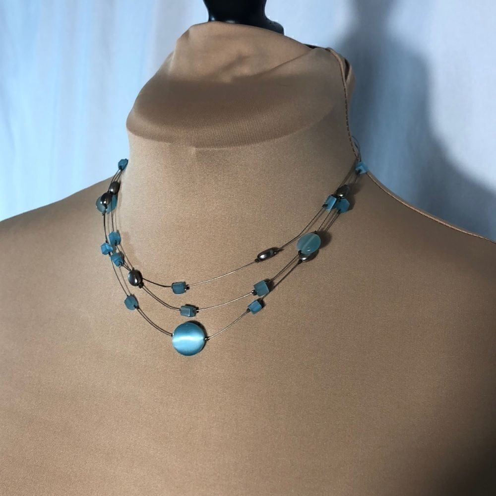 19” Lia Sophie necklace in aqua blues